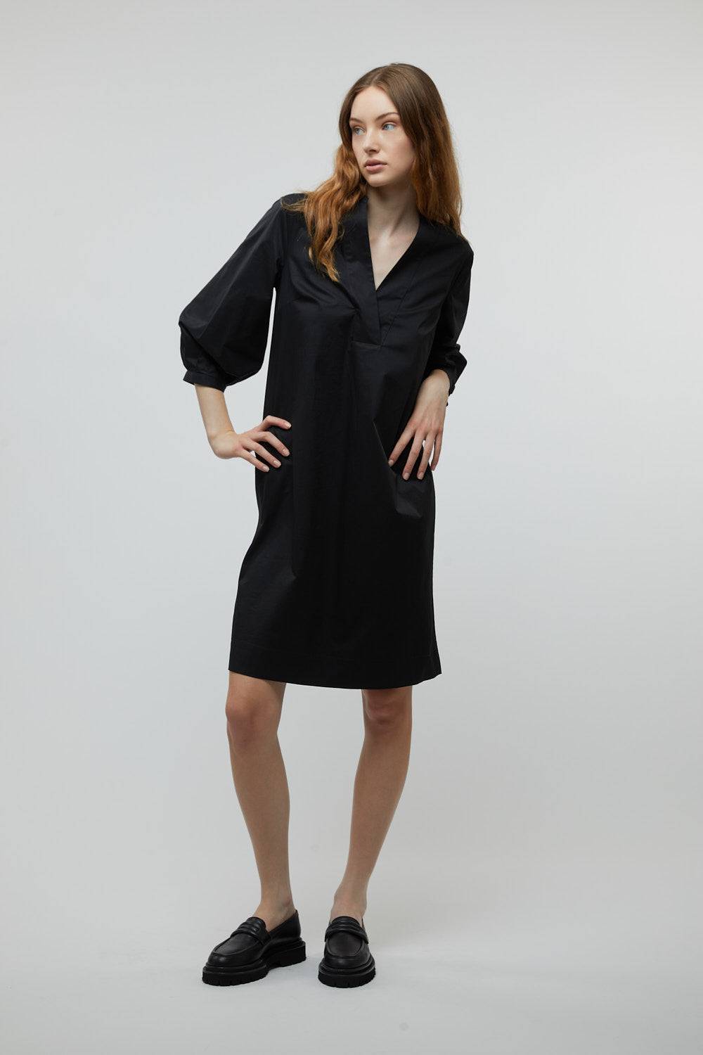 Peserico Abito Midi In Popeline Di Cotone Stretch