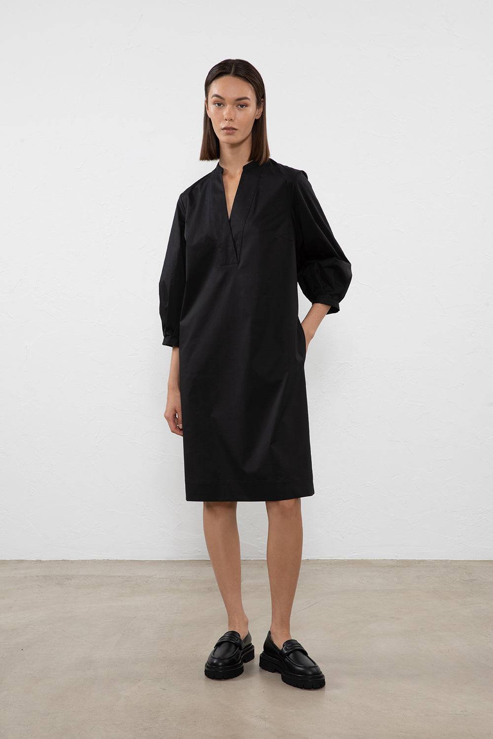 Peserico Abito midi in popeline di cotone stretch