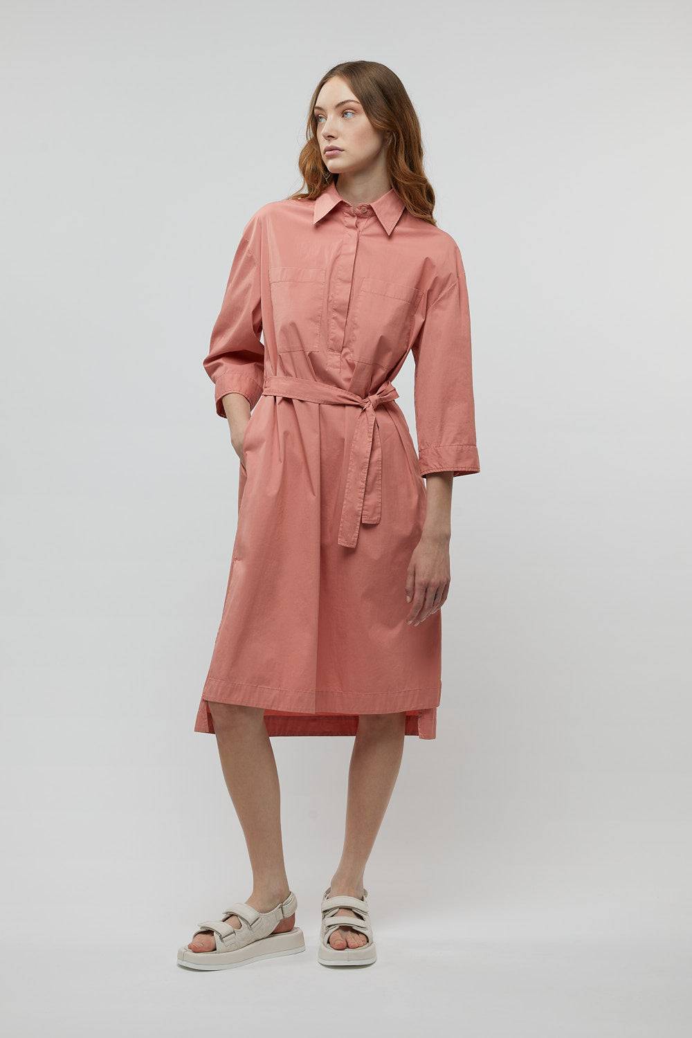 Peserico Abito midi in popeline di cotone stretch