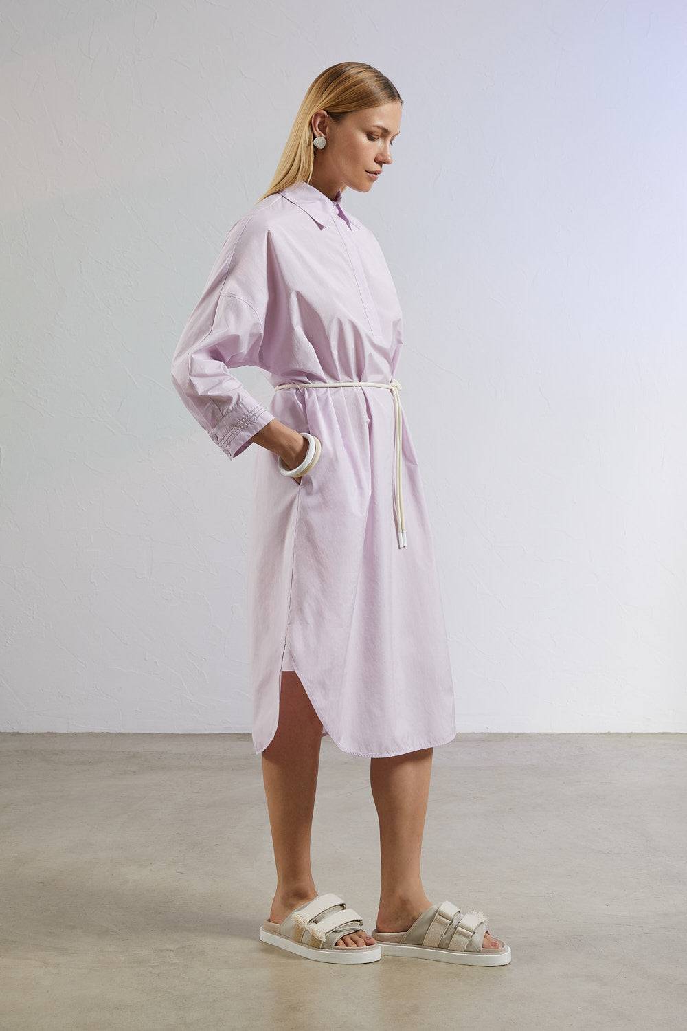 Peserico Abito Midi In Popeline Misto Cotone