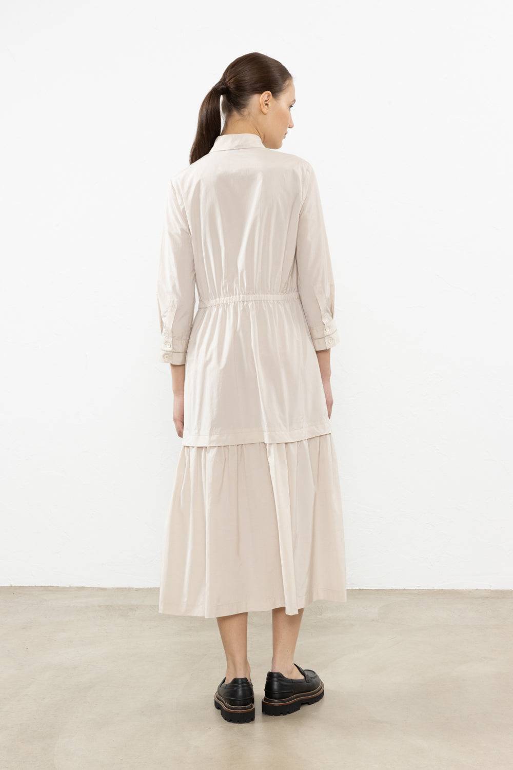 Peserico Abito Midi In Popeline Misto Cotone