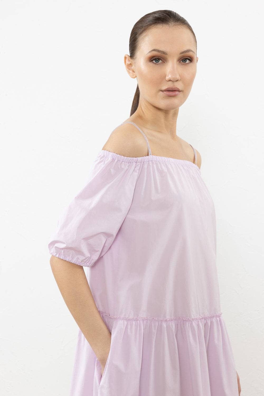 Peserico Abito Midi In Popeline Misto Cotone