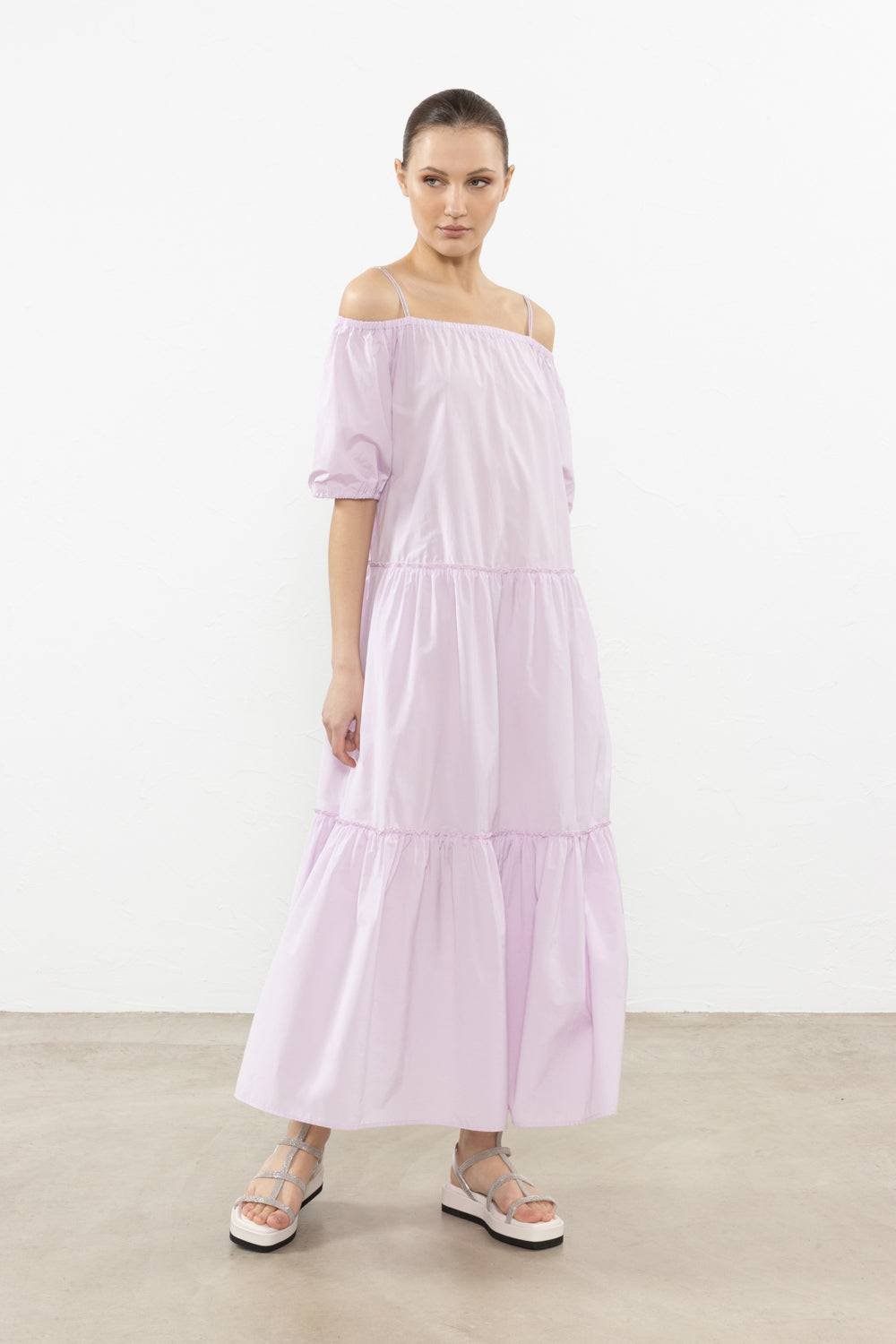 Peserico Abito midi in popeline misto cotone