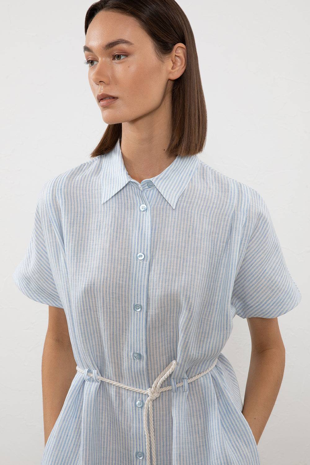 Peserico Abito Midi In Puro Lino