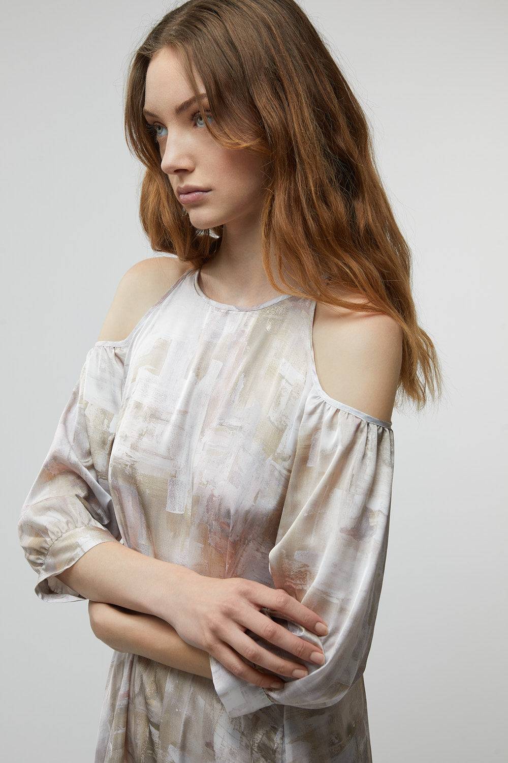 Peserico Abito Midi In Raso Mano Seta