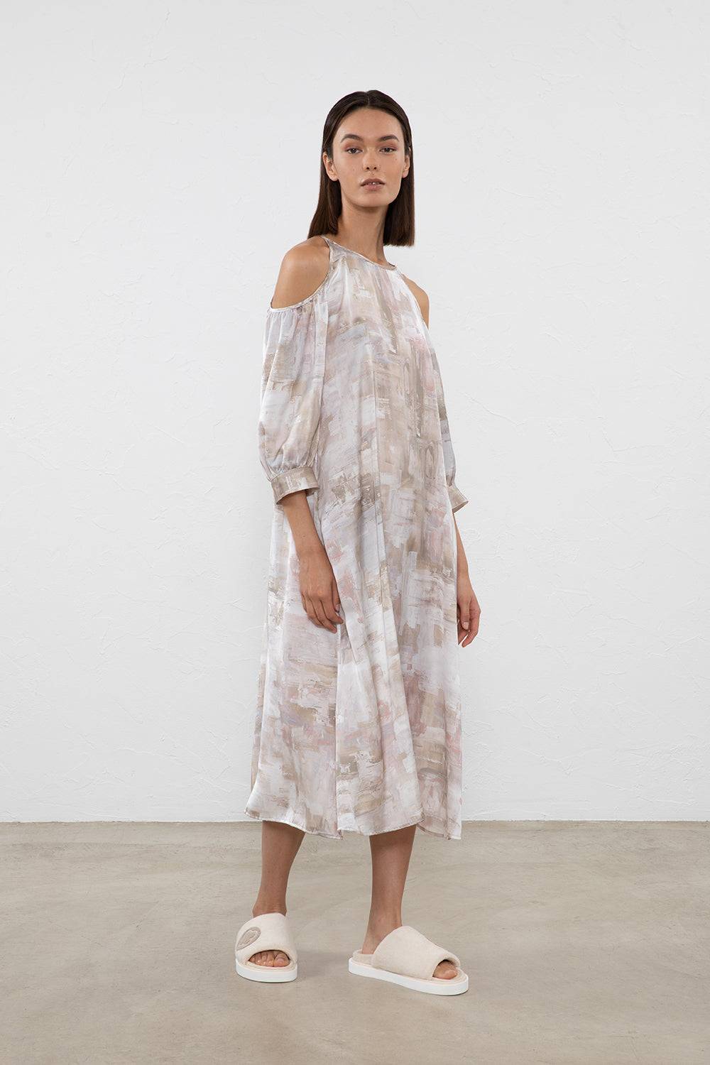 Peserico Abito Midi In Raso Mano Seta