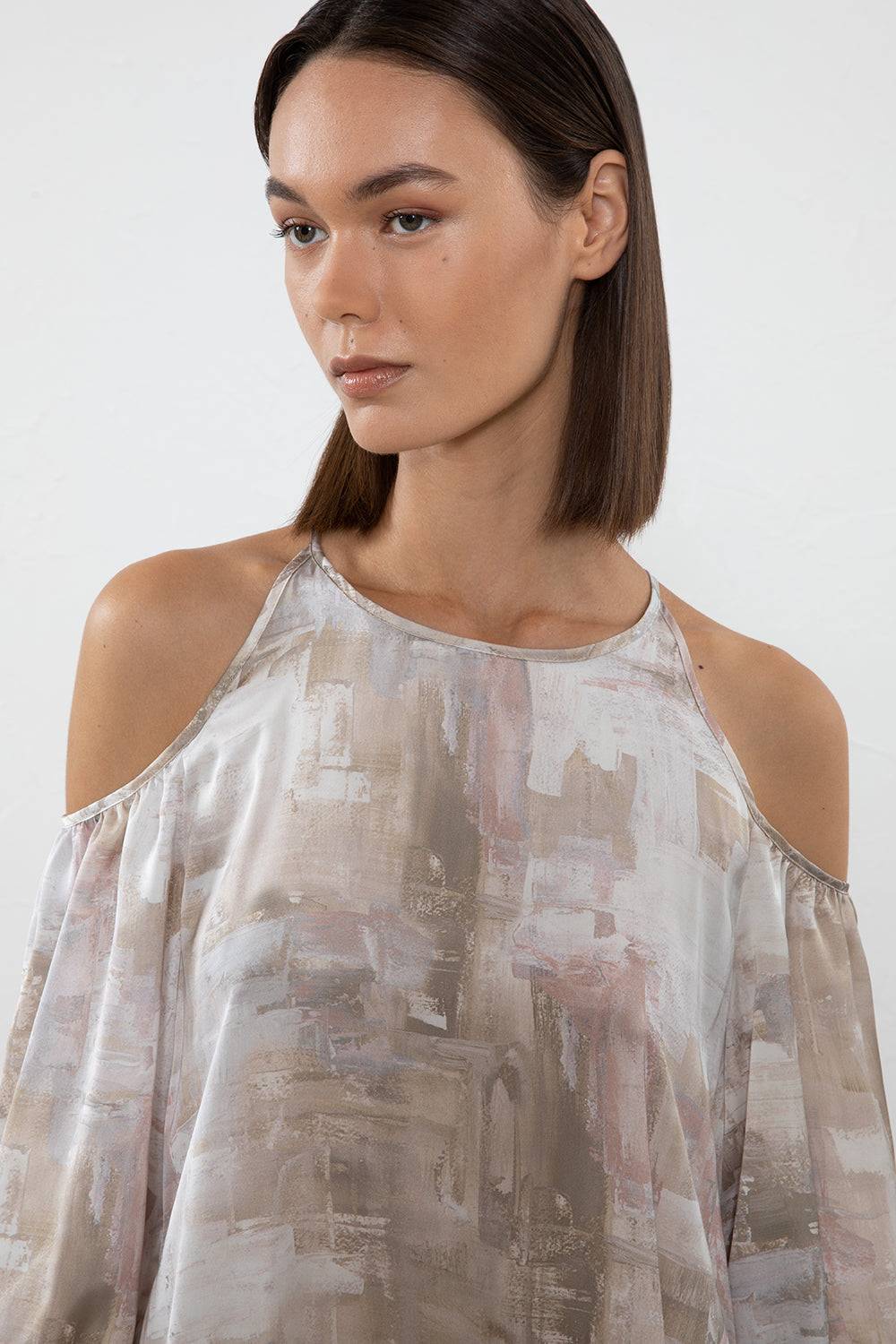 Peserico Abito Midi In Raso Mano Seta