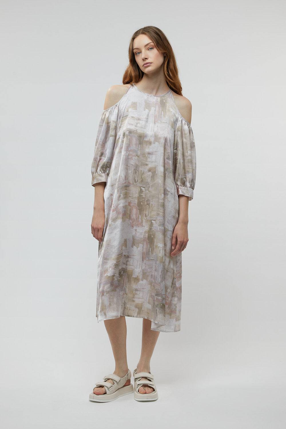 Peserico Abito midi in raso mano seta