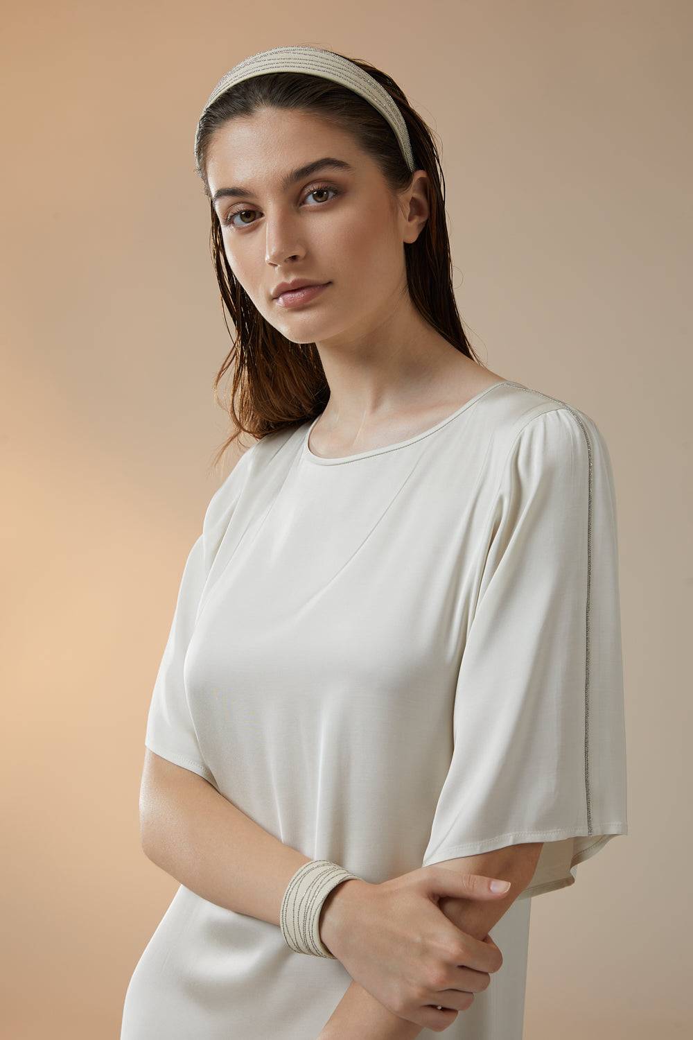 Peserico Abito Midi In Satin Di Viscosa