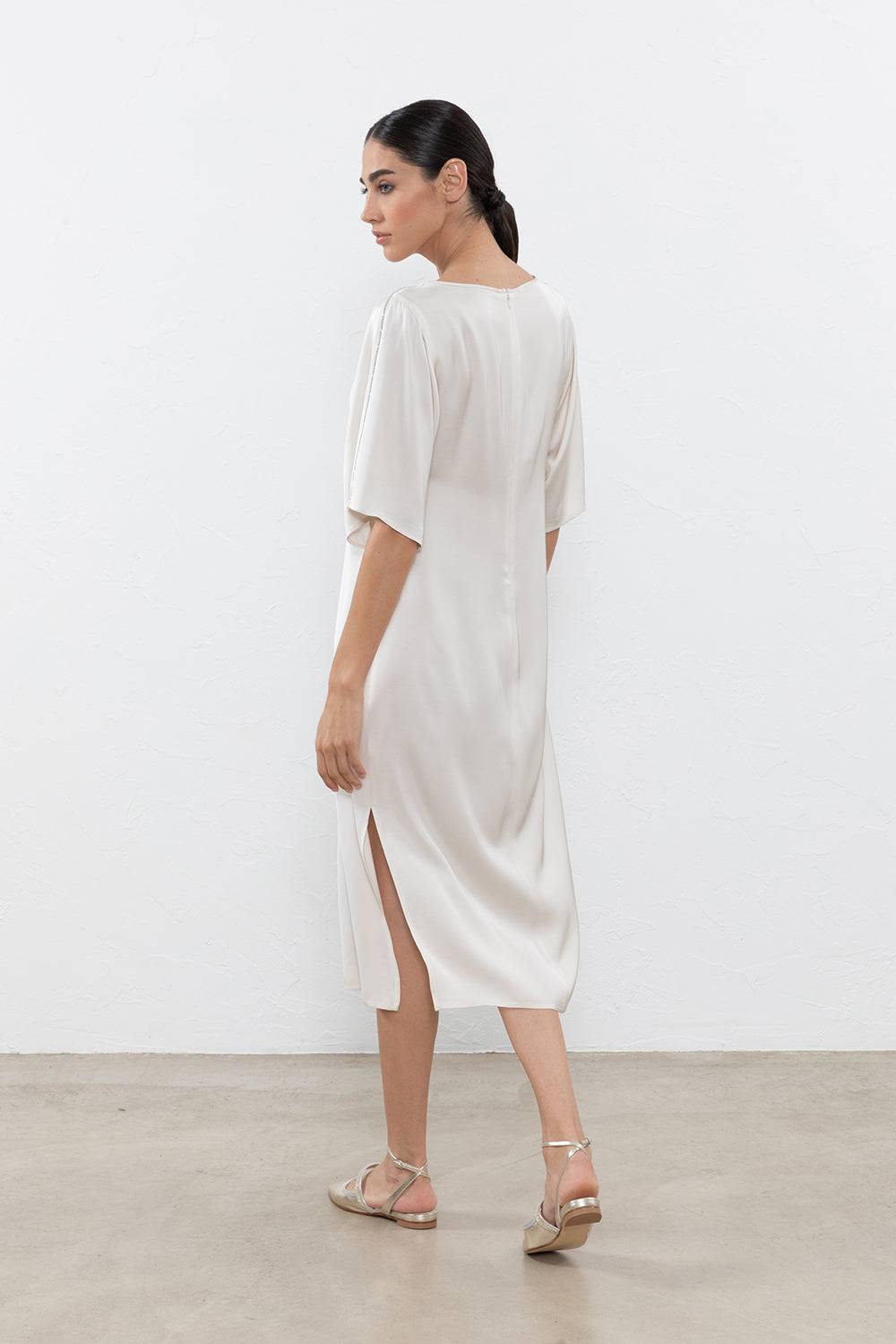 Peserico Abito Midi In Satin Di Viscosa