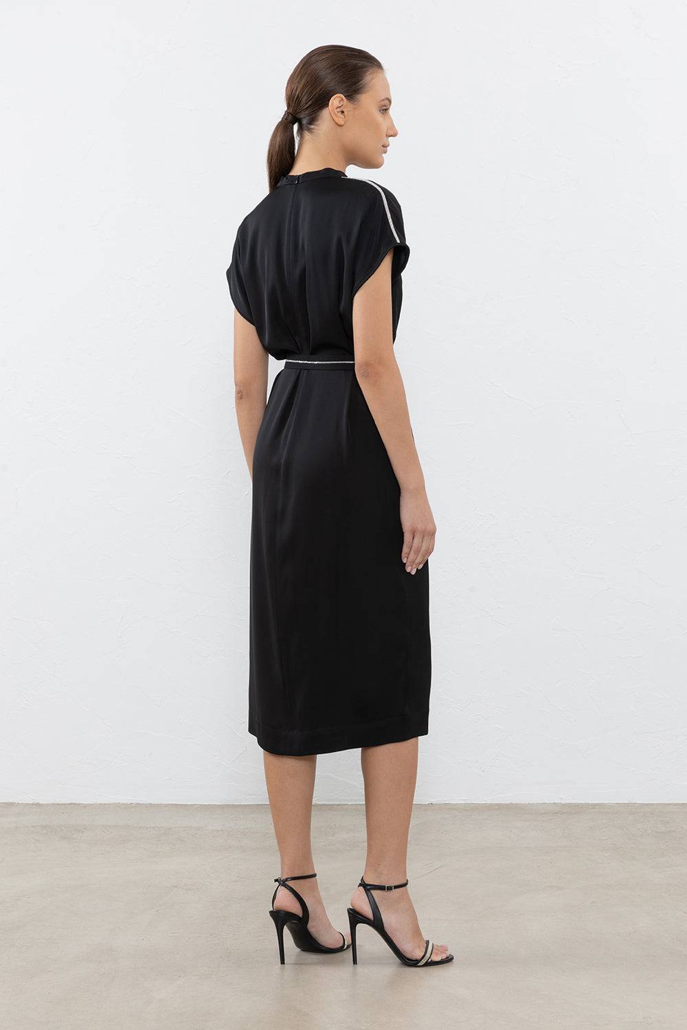 Peserico Abito Midi In Satin Di Viscosa