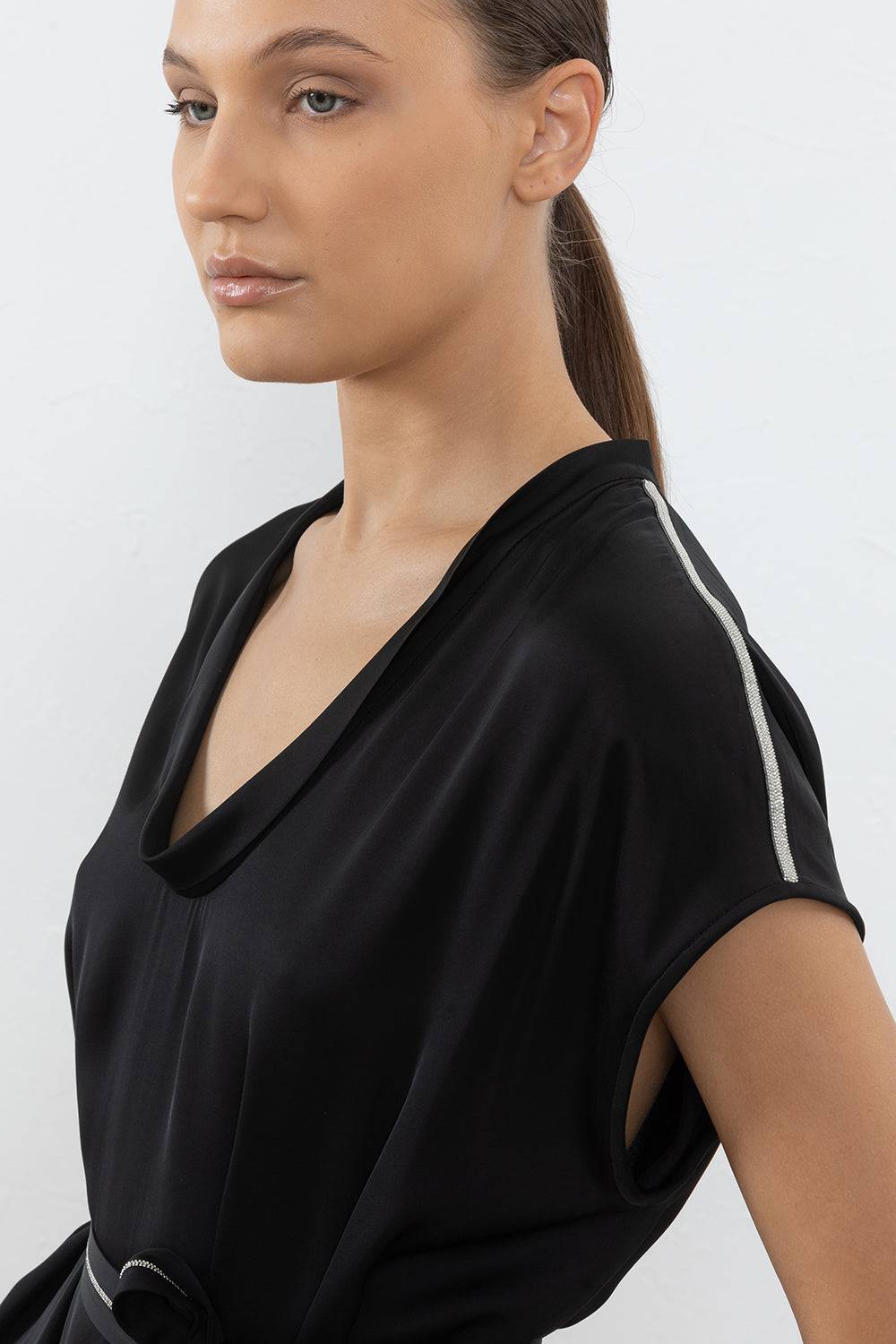 Peserico Abito Midi In Satin Di Viscosa