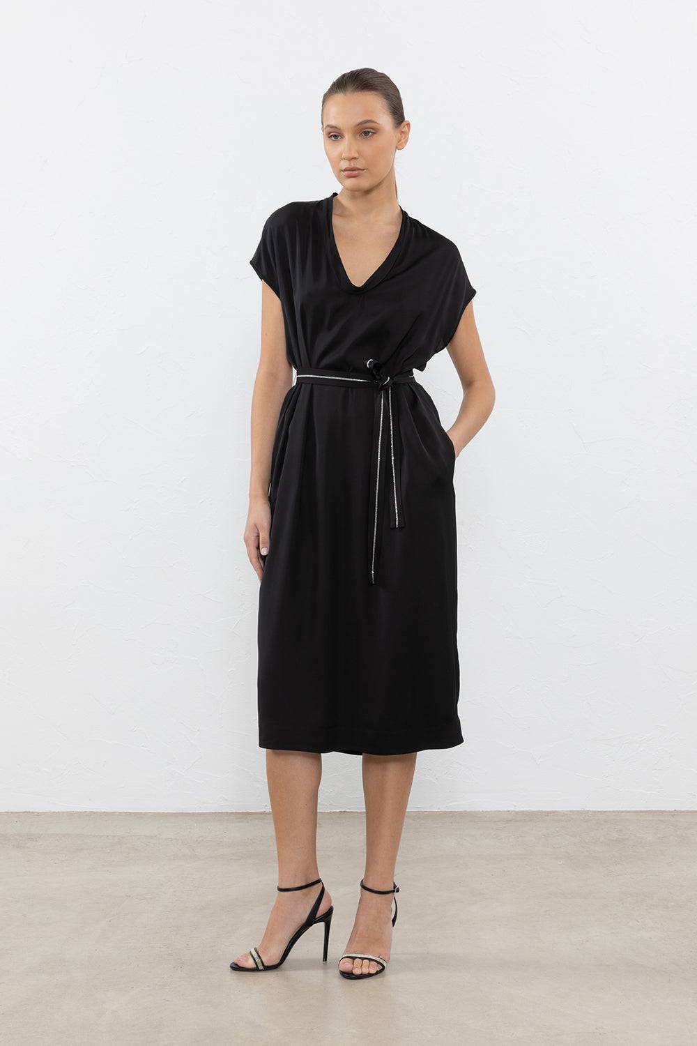 Peserico Abito midi in satin di viscosa