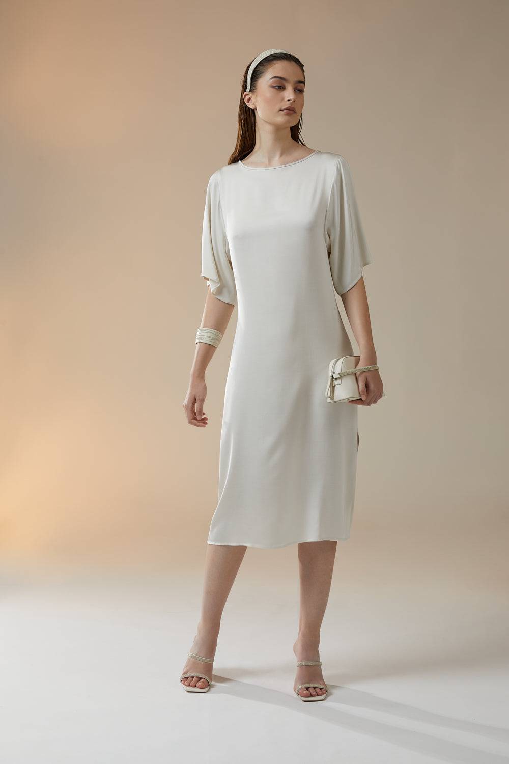 Peserico Abito midi in satin di viscosa