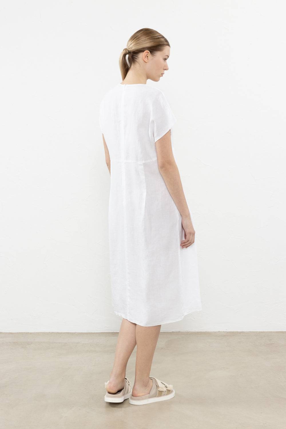 Peserico Abito Midi In Tela Di Puro Lino