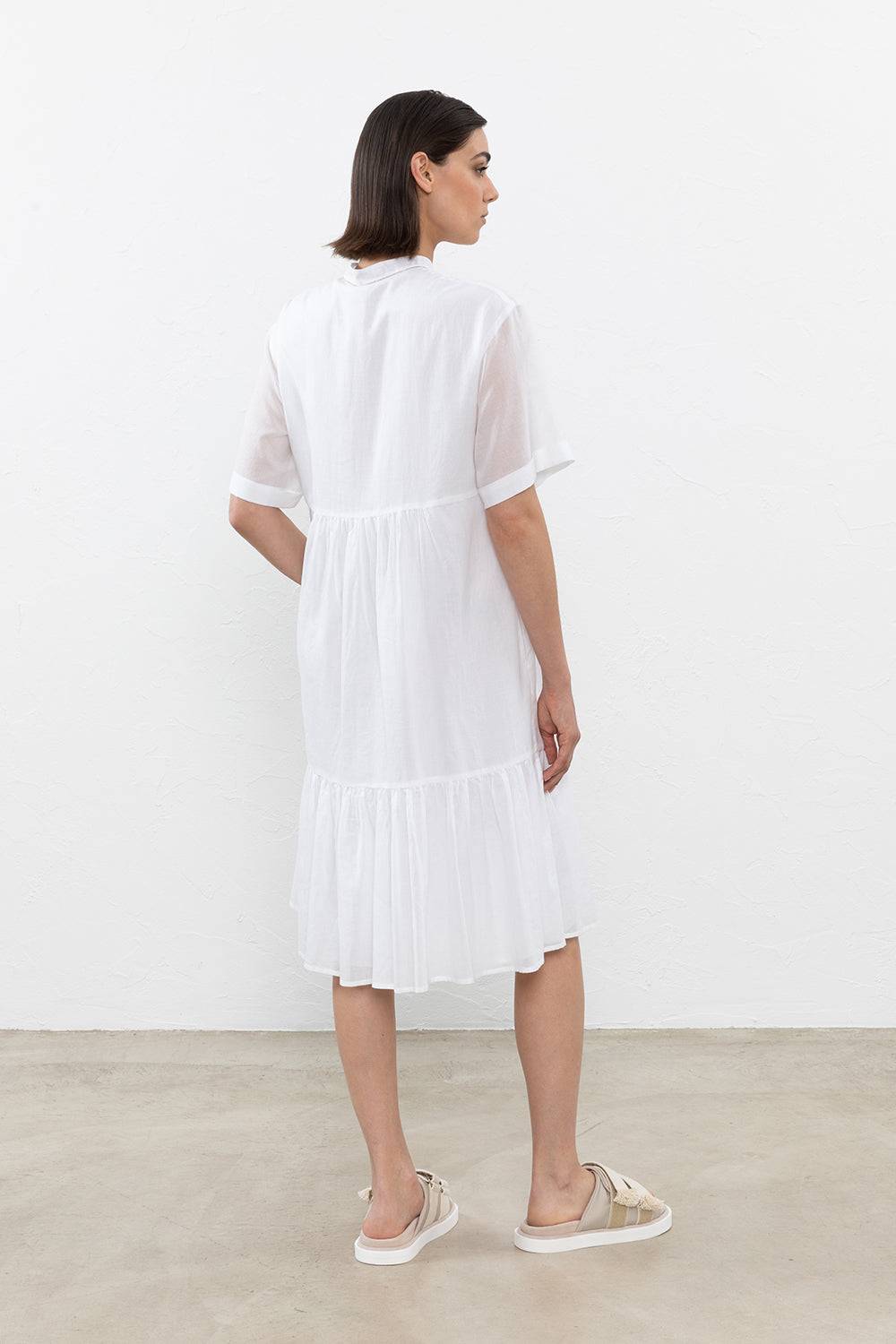 Peserico Abito Midi In Voile Di Puro Cotone