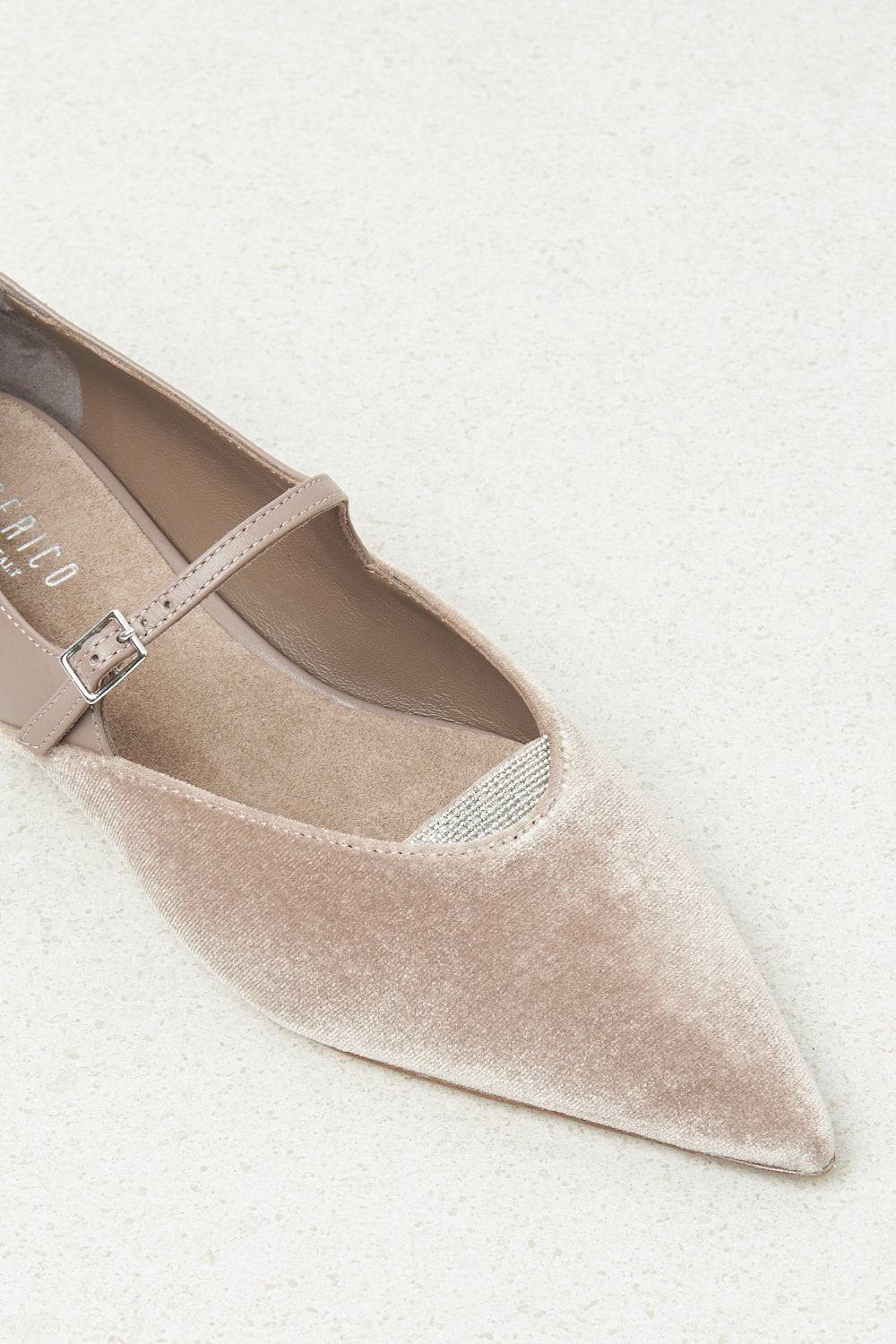 Peserico Ballerina Flat In Velluto E Pelle