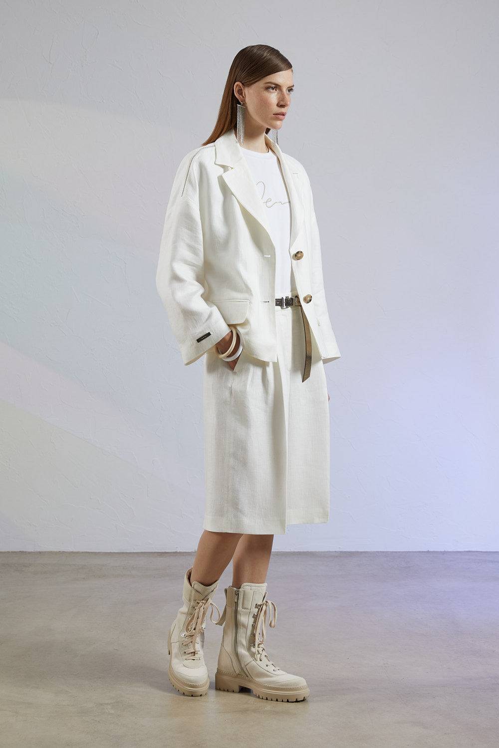 Peserico Bermuda In Gabardina Di Puro Lino