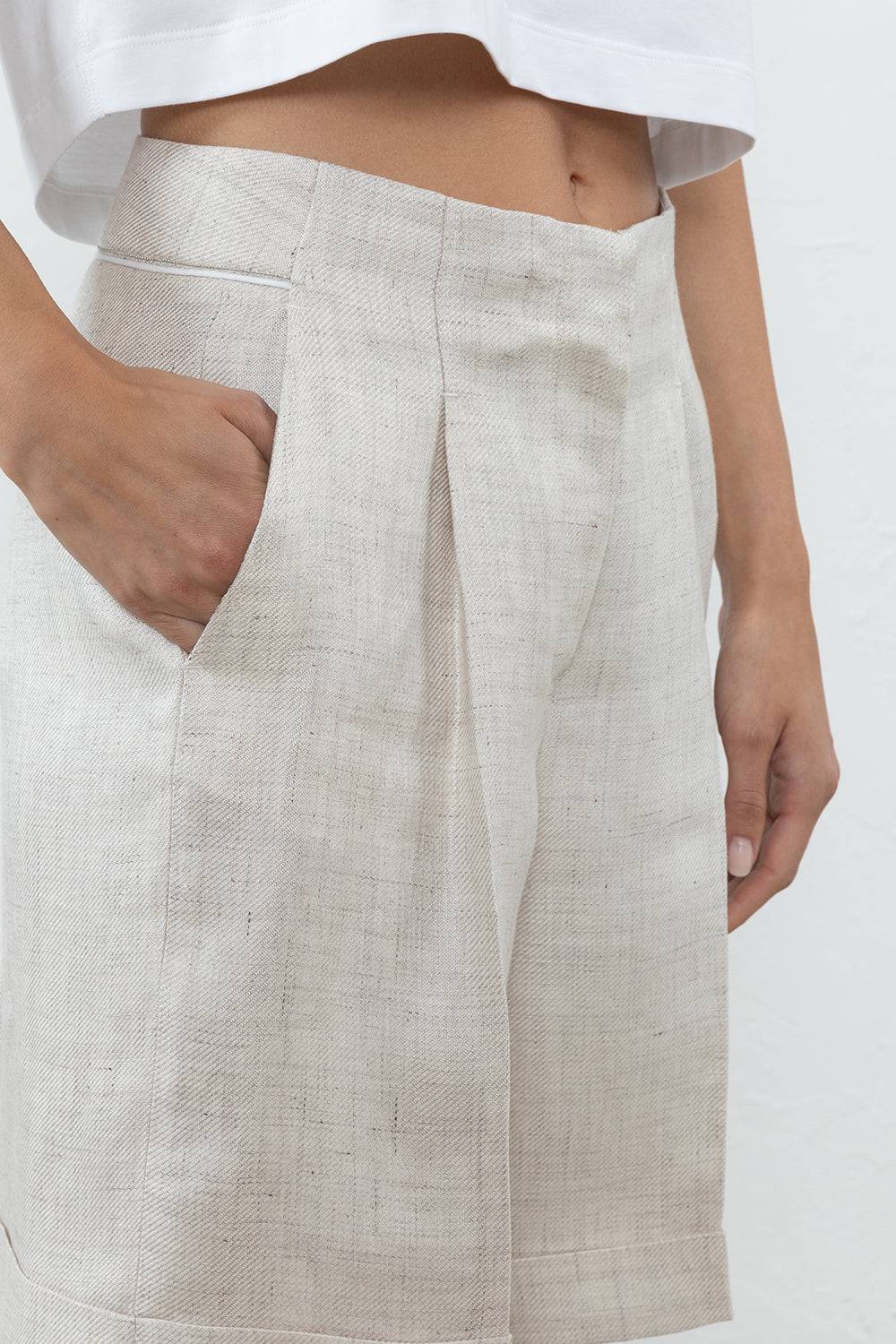 Peserico Bermuda In Lino Viscosa