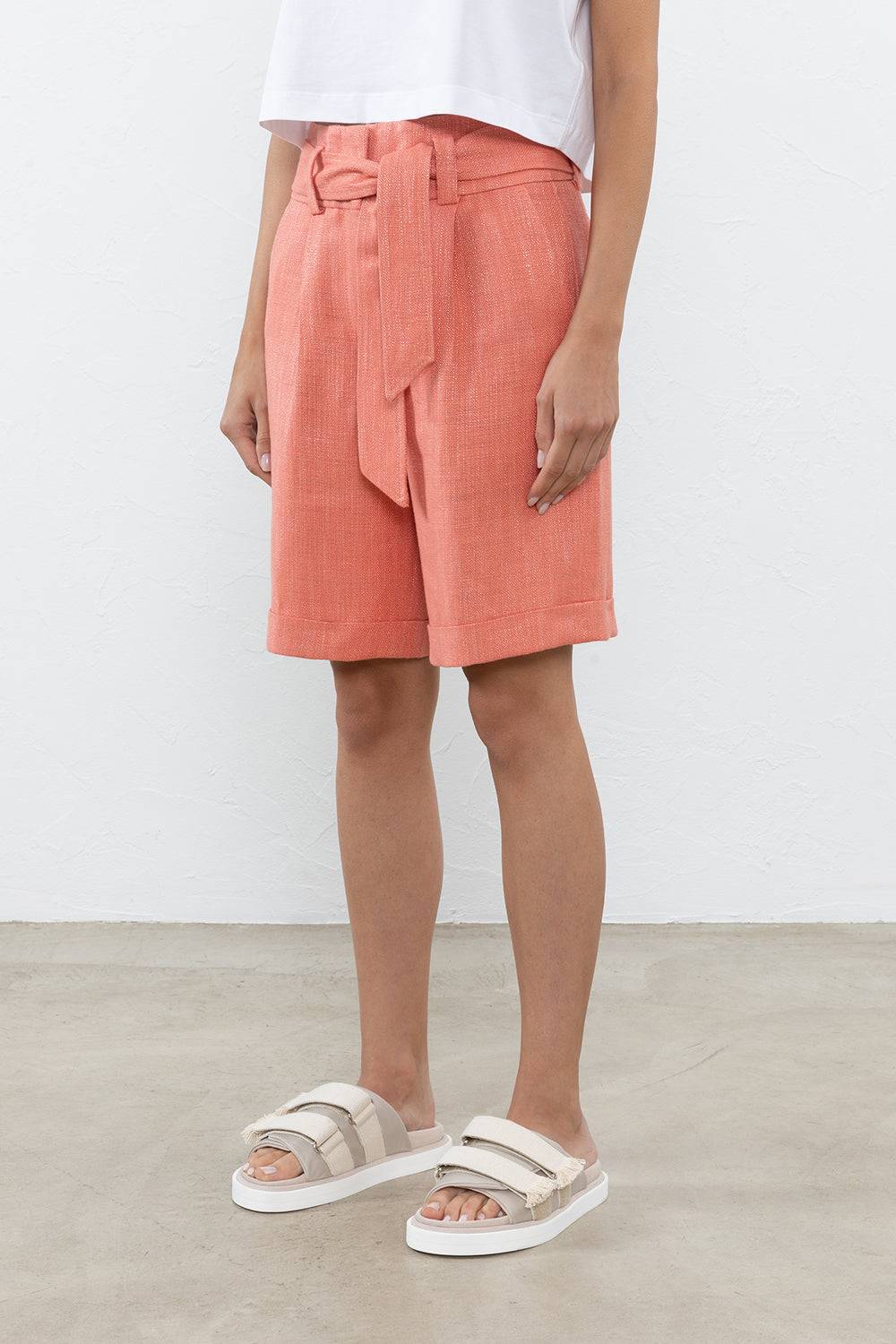 Peserico Bermuda in stuoia di lino e viscosa