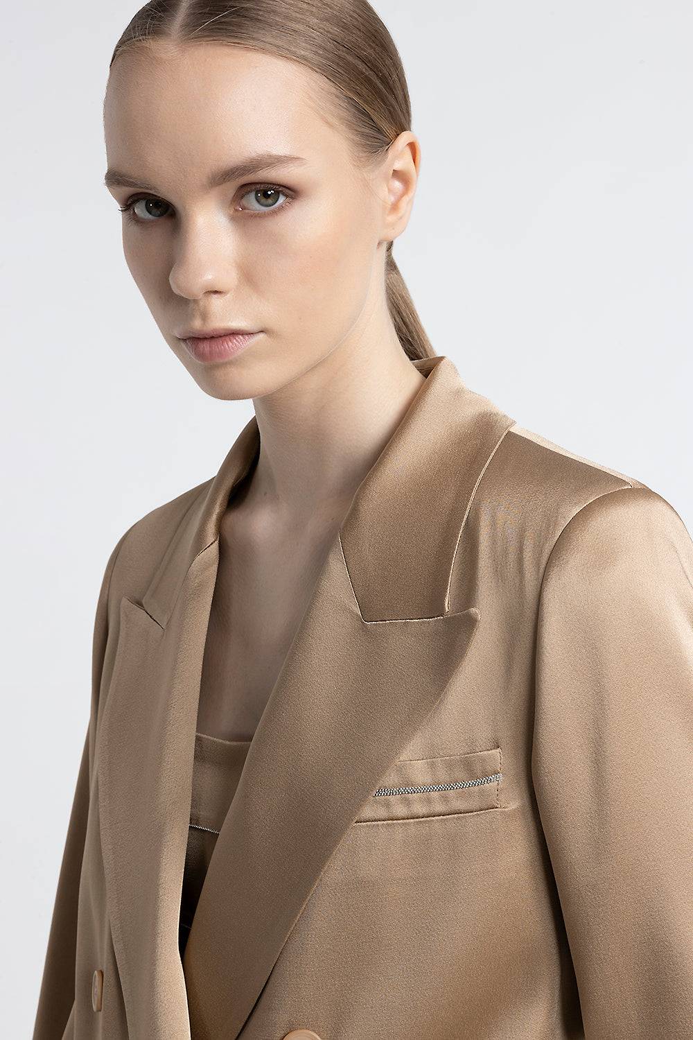 Peserico Blazer Doppiopetto In Cady Enver Satin