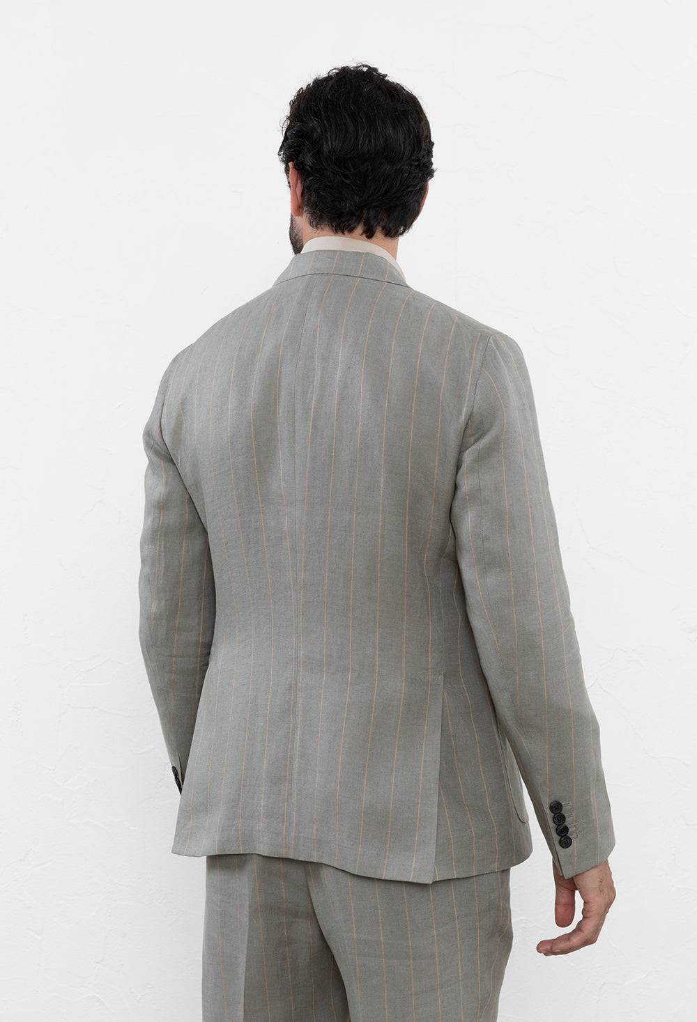 Peserico Blazer Doppiopetto In Lino Gessato