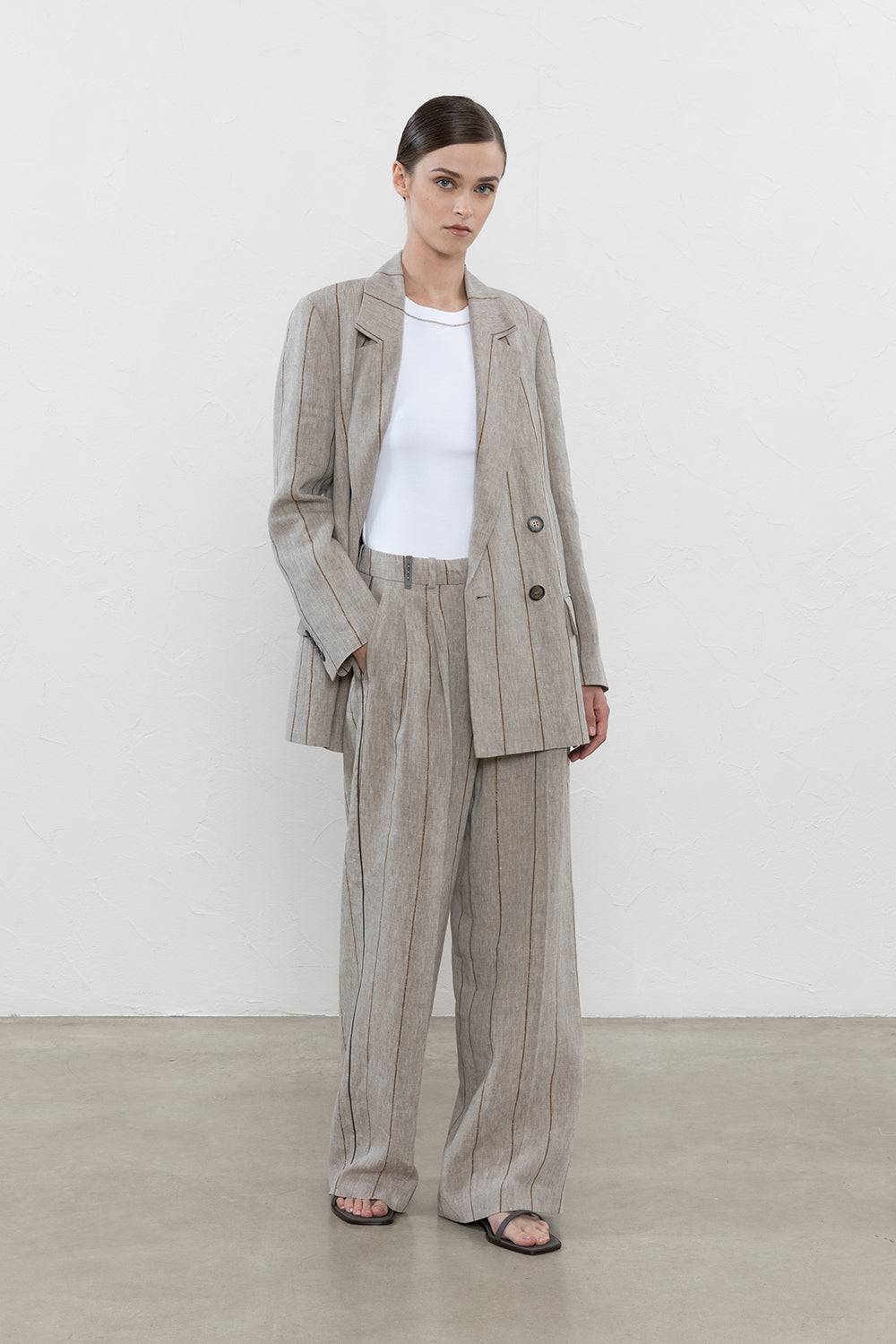 Peserico Blazer Doppiopetto In Lino Melange