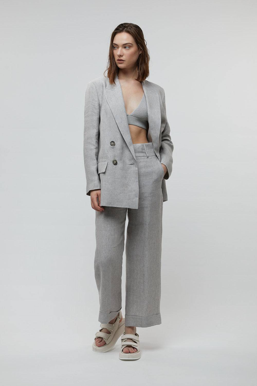 Peserico Blazer Doppiopetto In Puro Lino