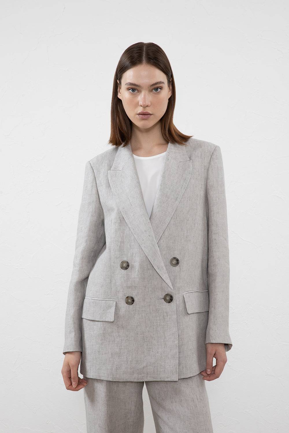 Peserico Blazer doppiopetto in puro lino