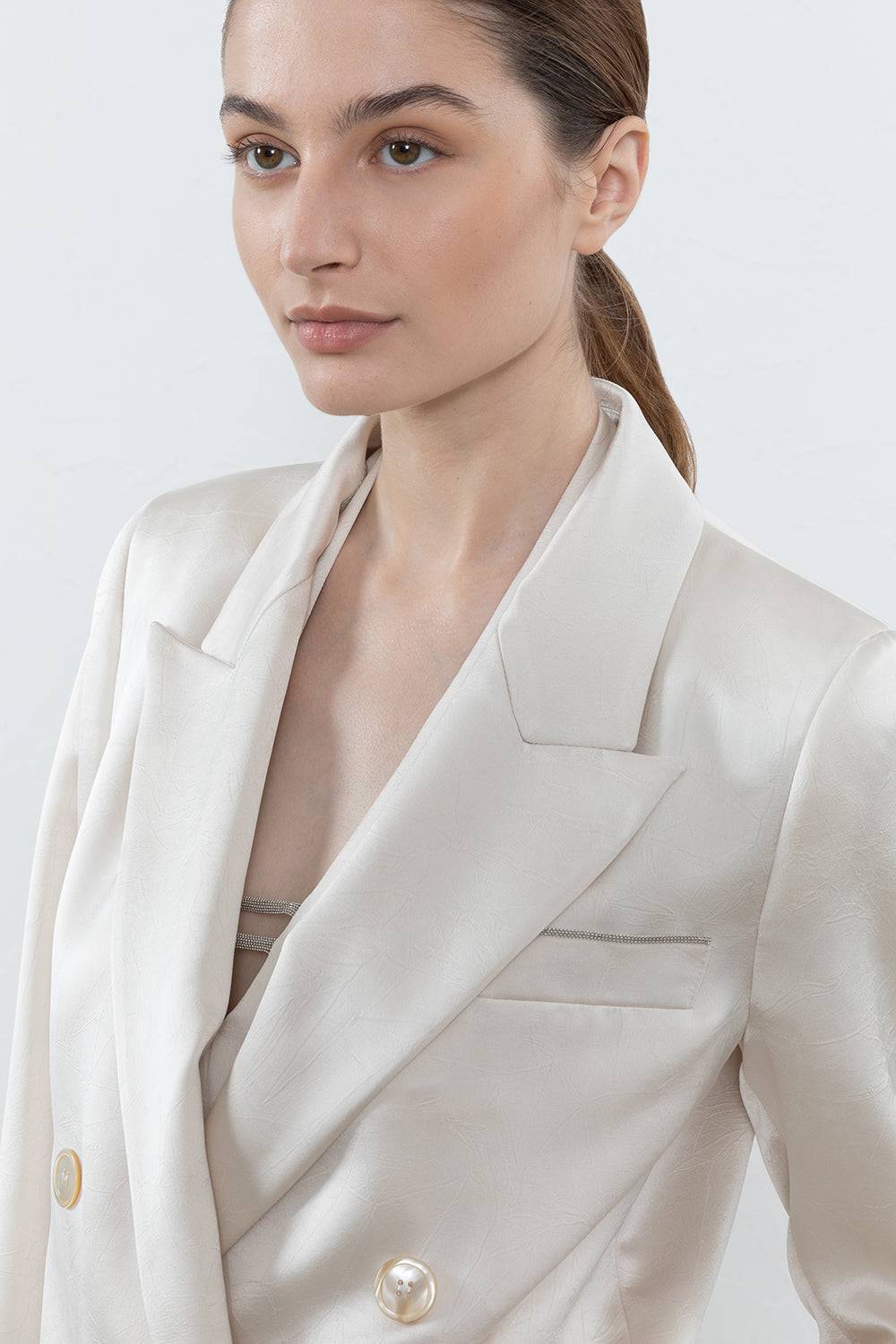 Peserico Blazer Doppiopetto In Raso Lucido