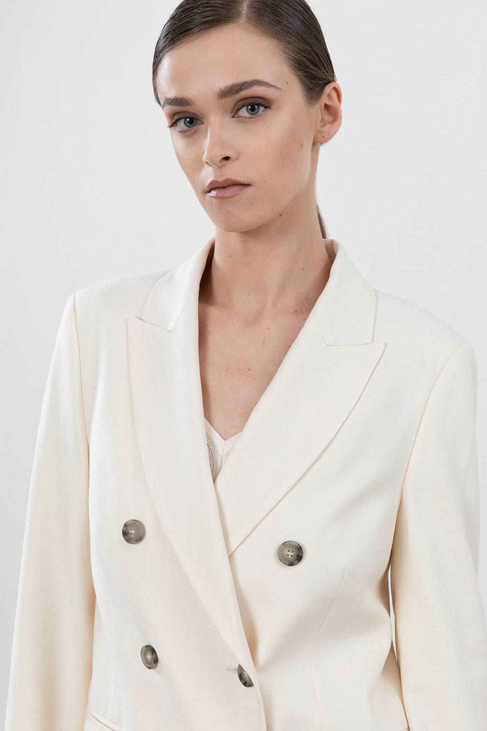 Peserico Blazer Doppiopetto In Tela Misto Viscosa