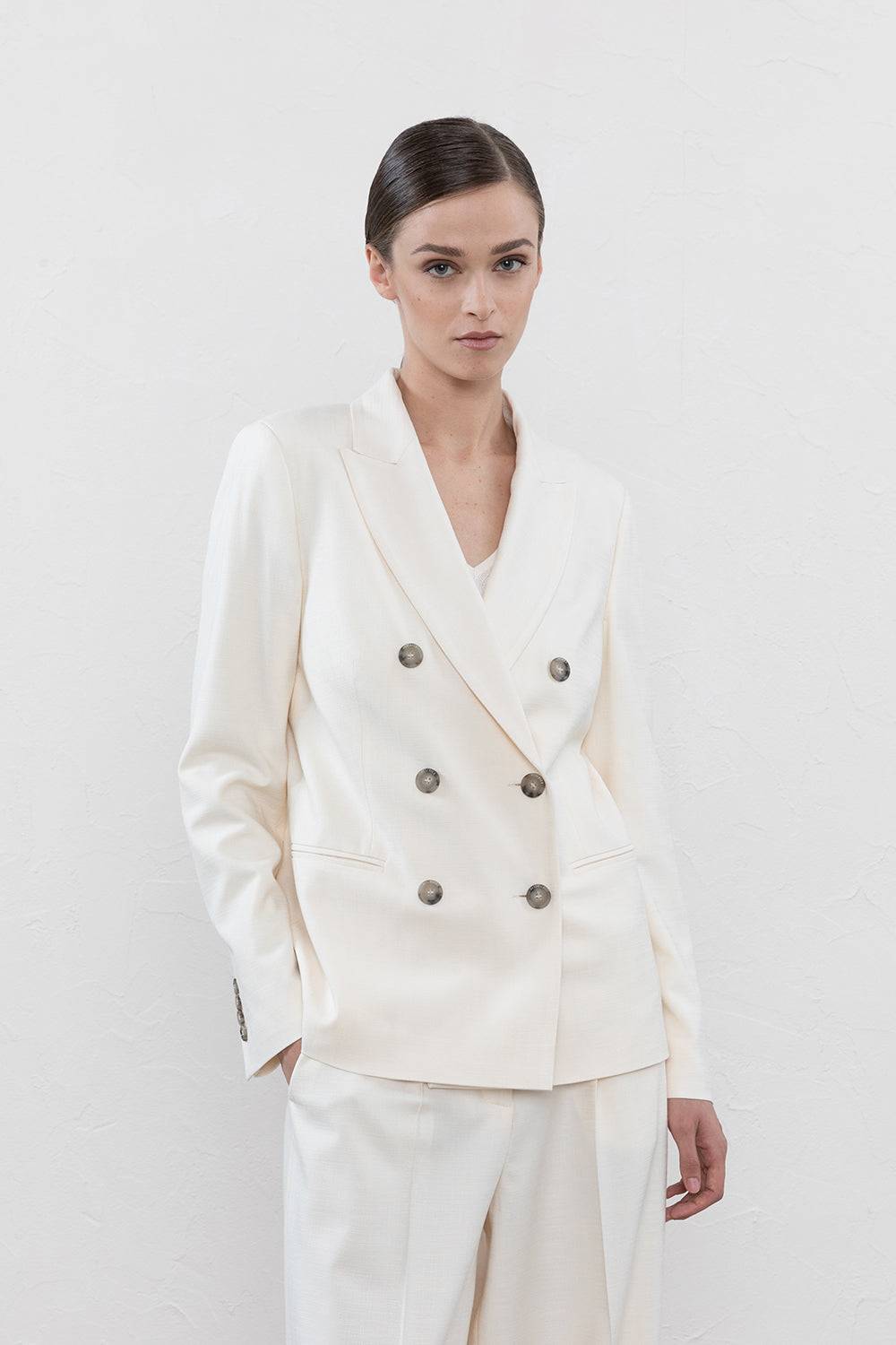 Peserico Blazer doppiopetto in tela misto viscosa