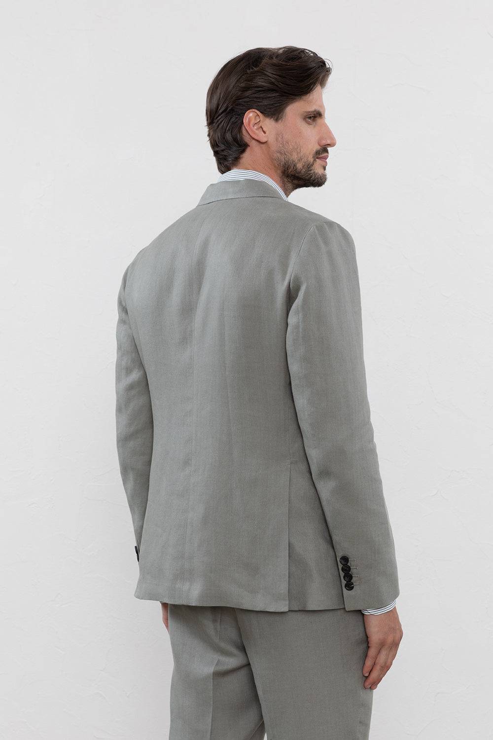 Peserico Blazer Monopetto In Chevron Di Puro Lino