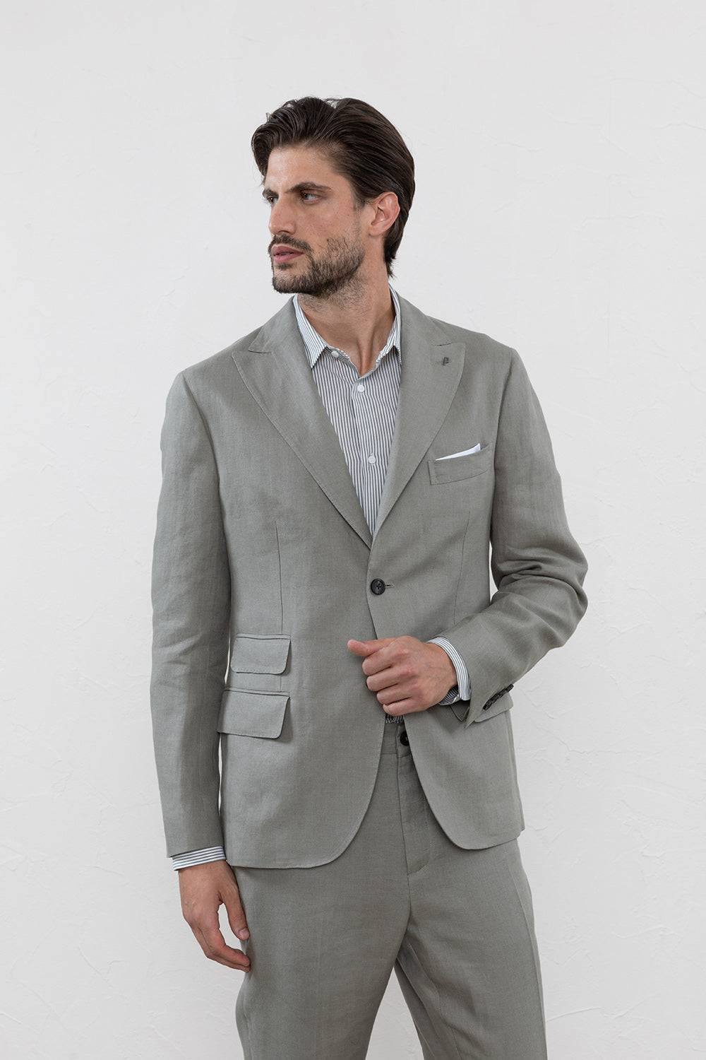 Peserico Blazer monopetto in chevron di puro lino