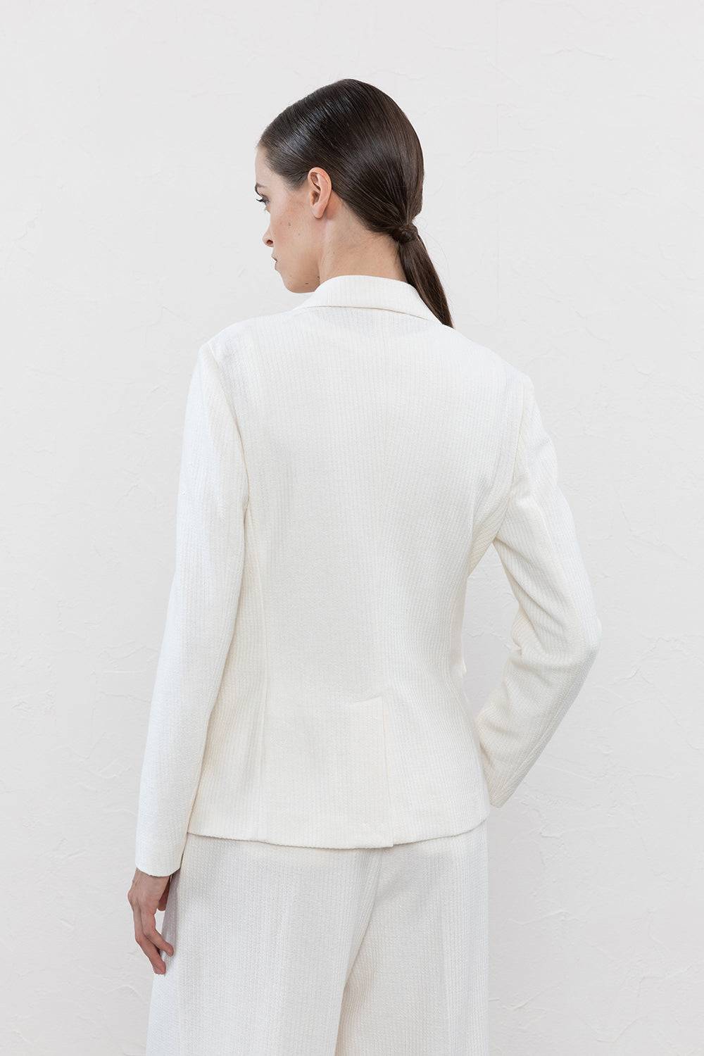 Peserico Blazer Monopetto In Jersey Di Lino Cotone