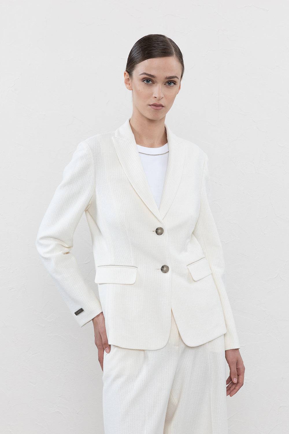 Peserico Blazer monopetto in Jersey di lino cotone