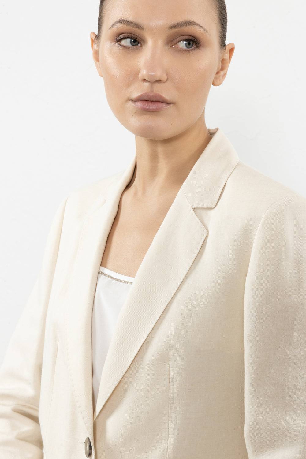 Peserico Blazer Monopetto In Lino E Viscosa