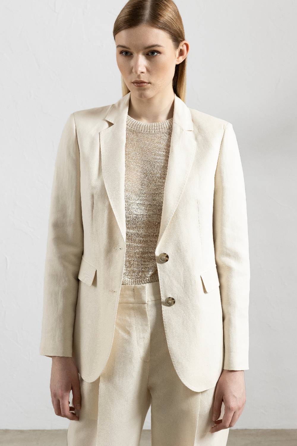 Peserico Blazer Monopetto In Lino E Viscosa