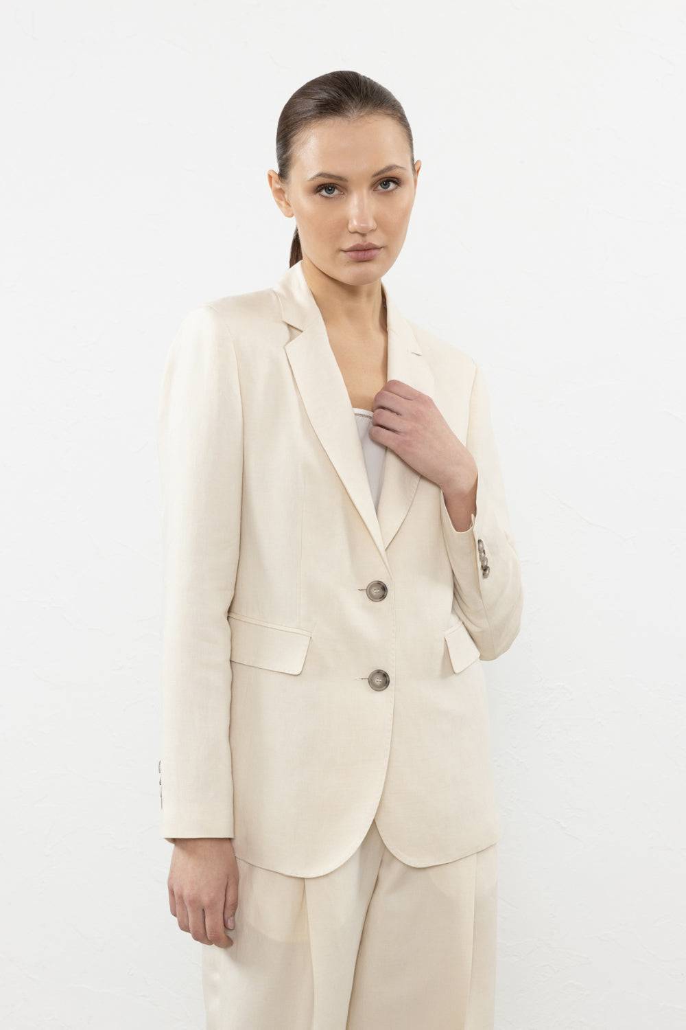 Peserico Blazer monopetto in lino e viscosa