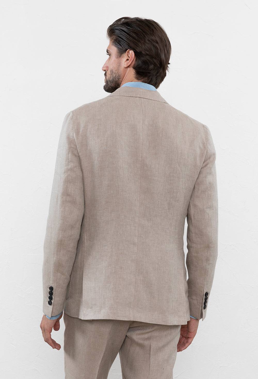 Peserico Blazer Monopetto In Puro Lino Chevron