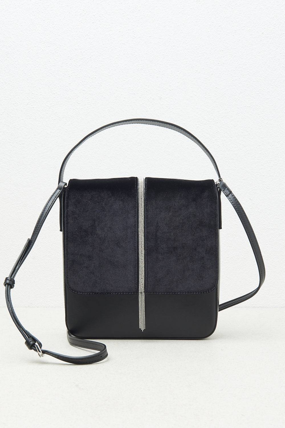 Peserico Borsa A Mano In Vera Pelle E Velluto