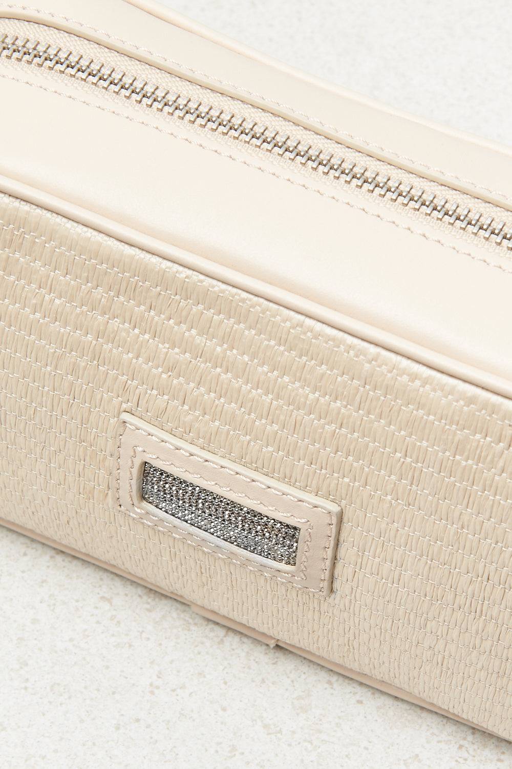 Peserico Borsa Crossbody In Vera Pelle E Tessuto