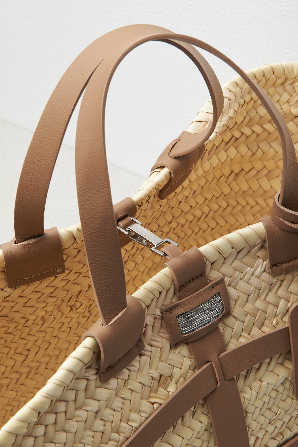 Peserico Borsa In Paglia Intrecciata A Mano