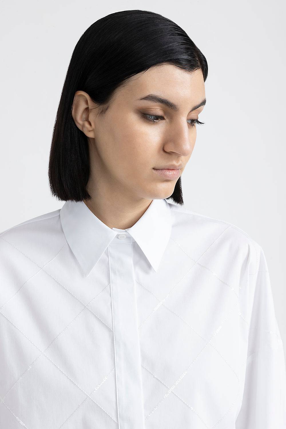 Peserico Camicia Crop Con Paillettes