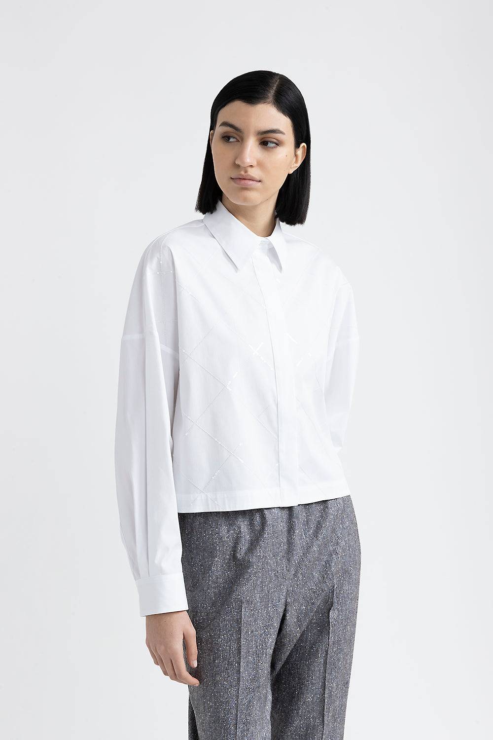 Peserico Camicia crop con paillettes