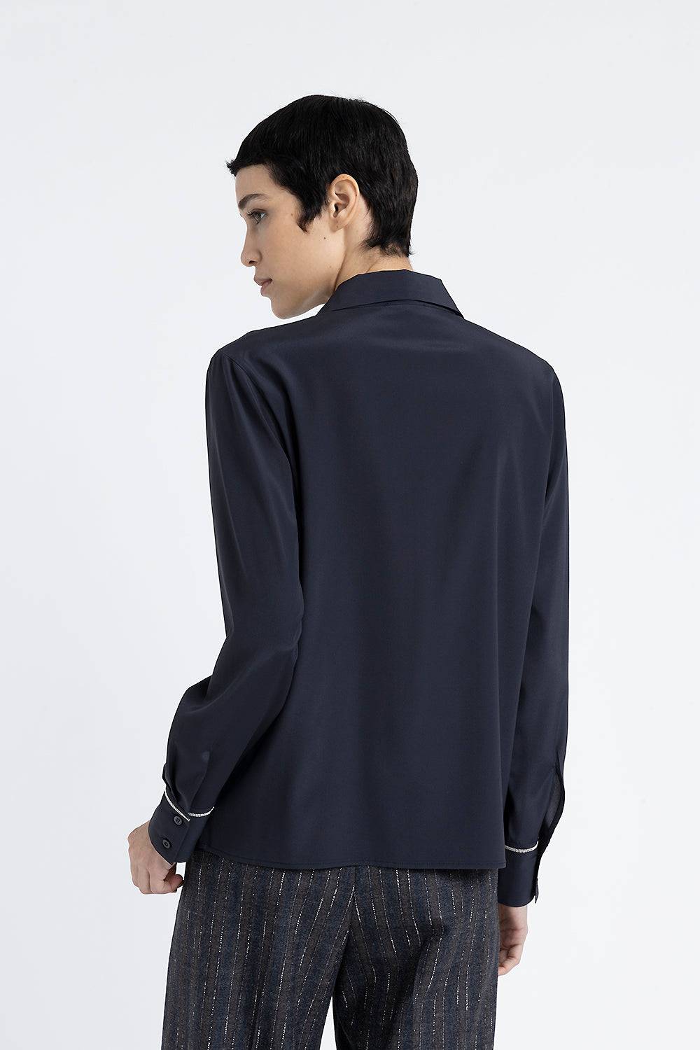 Peserico Camicia In Crepe De Chine Di Seta Stretch