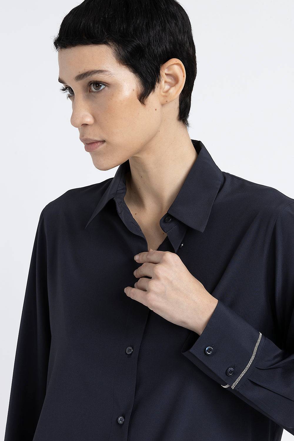 Peserico Camicia in crepe de chine di seta stretch
