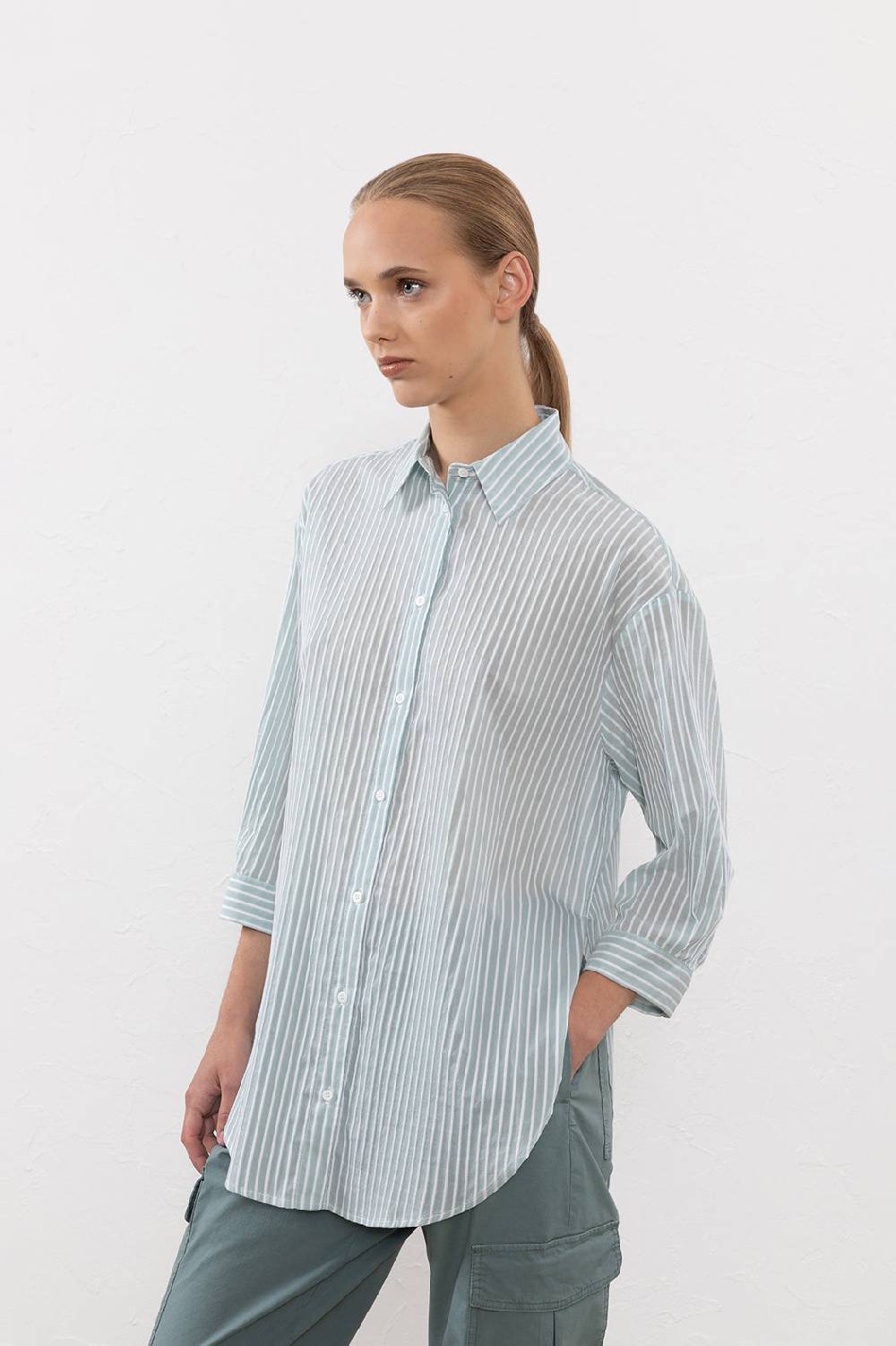 Peserico Camicia in leggera tela rigata di cotone