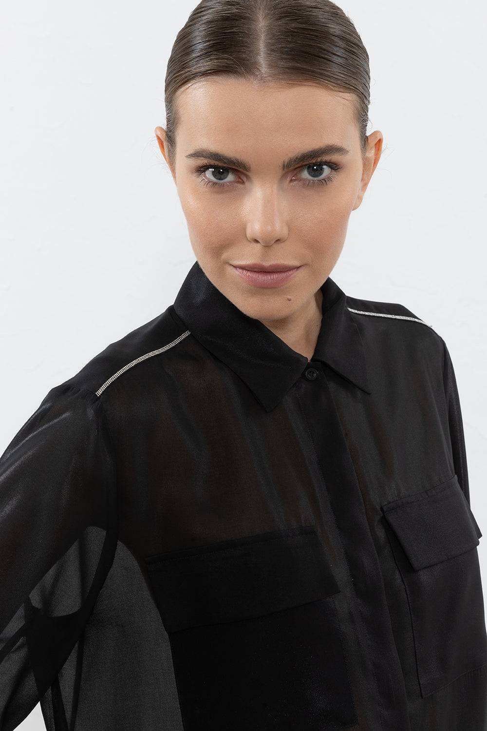 Peserico Camicia In Leggero Chiffon Laminato