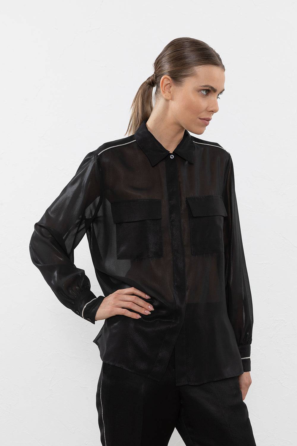 Peserico Camicia in leggero chiffon laminato